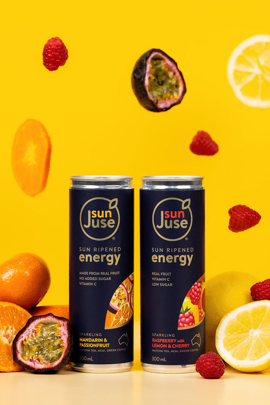 SunJuse superfoods fruit drink with can